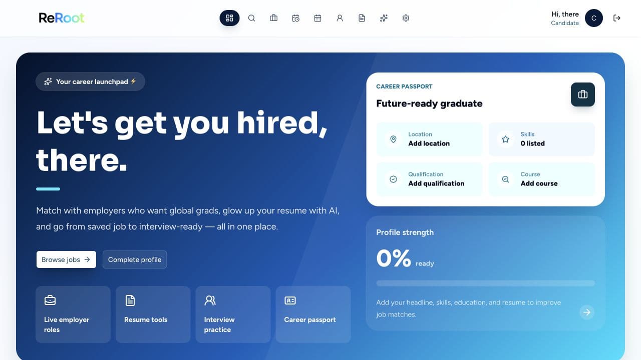 ReRoot candidate dashboard